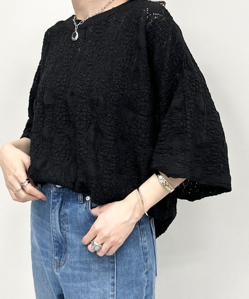 LEPSIM（レプシィム）の「総レース5分袖プルオーバー　908504（Tシャツ/カットソー・レディース・ブラック/オフホワイト/ブルー・FREE）」の11枚目の写真