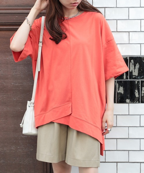 SETUP7（セットアップセブン）の「【SETUP7】リメイク風切り替え半袖Tシャツ 86142 KRI（Tシャツ/カットソー・レディース・ブラック/オレンジ/オフホワイト・FREE）」の3枚目の写真