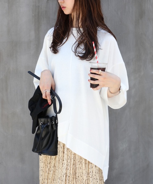 SETUP7（セットアップセブン）の「【SETUP7】リメイク風切り替え半袖Tシャツ 86142 KRI（Tシャツ/カットソー・レディース・ブラック/オレンジ/オフホワイト・FREE）」の4枚目の写真