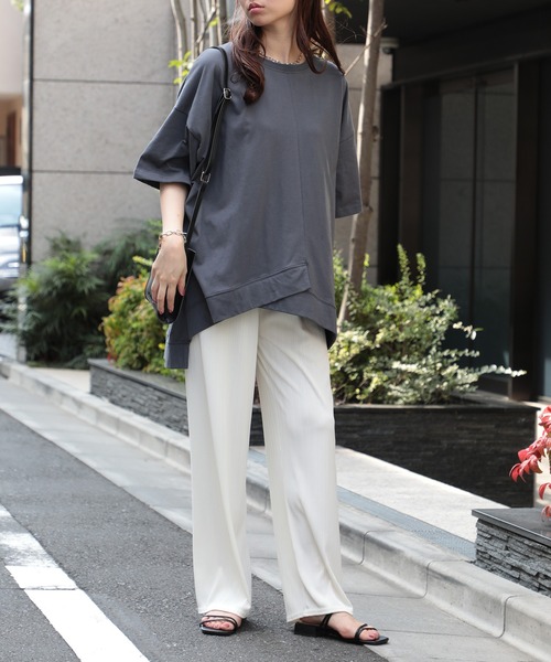SETUP7（セットアップセブン）の「【SETUP7】リメイク風切り替え半袖Tシャツ 86142 KRI（Tシャツ/カットソー・レディース・ブラック/オレンジ/オフホワイト・FREE）」の13枚目の写真