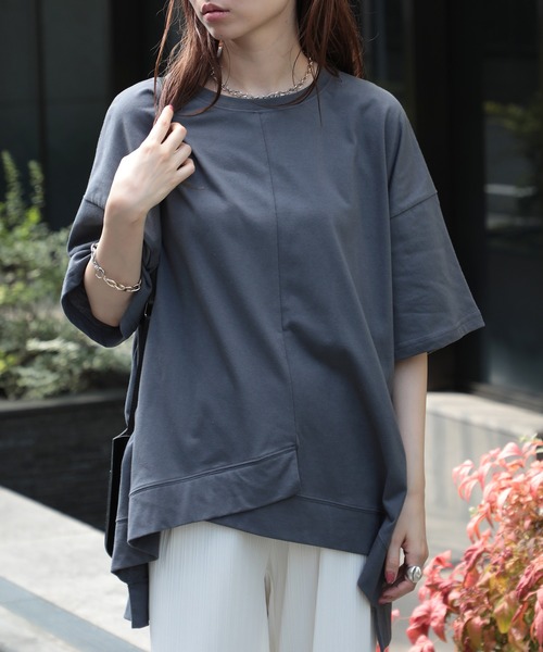 SETUP7（セットアップセブン）の「【SETUP7】リメイク風切り替え半袖Tシャツ 86142 KRI（Tシャツ/カットソー・レディース・ブラック/オレンジ/オフホワイト・FREE）」の9枚目の写真