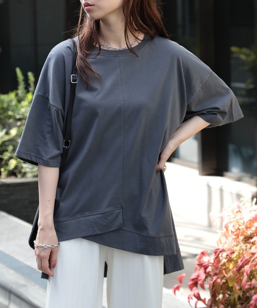 SETUP7（セットアップセブン）の「【SETUP7】リメイク風切り替え半袖Tシャツ 86142 KRI（Tシャツ/カットソー・レディース・ブラック/オレンジ/オフホワイト・FREE）」の10枚目の写真