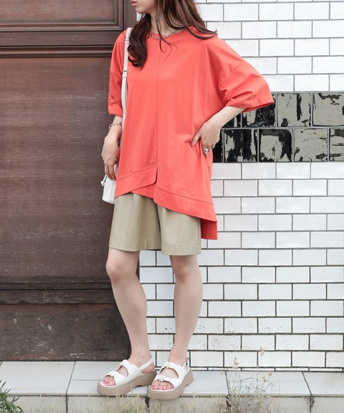 SETUP7（セットアップセブン）の「【SETUP7】リメイク風切り替え半袖Tシャツ 86142 KRI（Tシャツ/カットソー・レディース・ブラック/オレンジ/オフホワイト・FREE）」の16枚目の写真