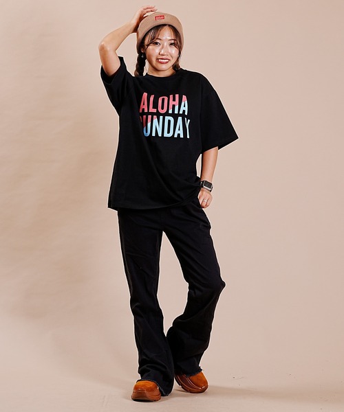 ALOHA SUNDAY（アロハサンデー）の「【ムラサキスポーツ別注】ALOHA SUNDAY/アロハサンデー デザインTシャツ AS-MS-005（Tシャツ/カットソー・レディース・ホワイト/ブラック・M/L）」の8枚目の写真