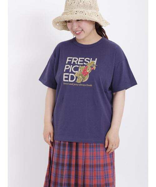 Samansa Mos2(サマンサ モスモス)の「実柄プリントアソートTシャツ(Tシャツ/カットソー・レディース・オフホワイト/ネイビー/キナリ/ブルー・F)」の4枚目の写真