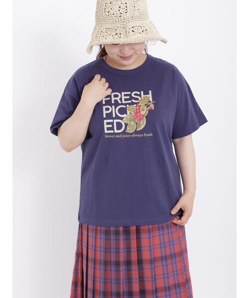 Samansa Mos2(サマンサ モスモス)の「実柄プリントアソートTシャツ(Tシャツ/カットソー・レディース・オフホワイト/ネイビー/キナリ/ブルー・F)」の20枚目の写真