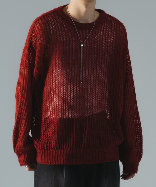 epnok(エプノック)の「モヘアライクメッシュルーズニット(ニット/セーター・メンズ・グレイッシュブルー/ダークグレー/レッド・SMALL/MEDIUM/LARGE)」の9枚目の写真