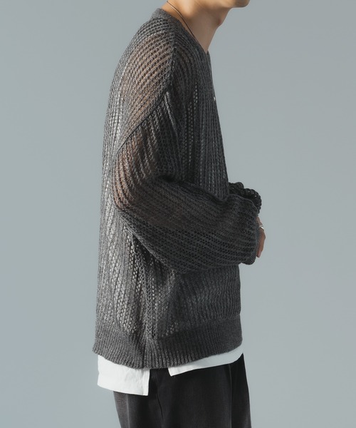 epnok(エプノック)の「モヘアライクメッシュルーズニット(ニット/セーター・メンズ・グレイッシュブルー/ダークグレー/レッド・SMALL/MEDIUM/LARGE)」の21枚目の写真