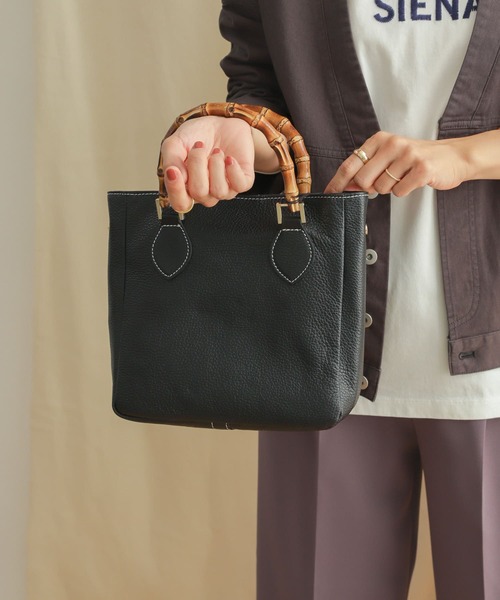 MARCO BIANCHINI(マルコビアンチーニ)の「MARCO BIANCHINI バンブーミニトートバッグ(トートバッグ・レディース・ブラック/ブラウン・ONE)」の4枚目の写真