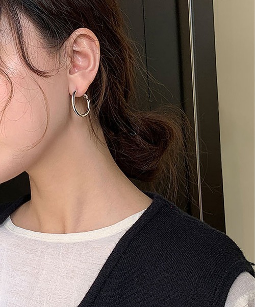 セール】（ポスト：925シルバー）フープピアス(両耳用)（ピアス（両耳