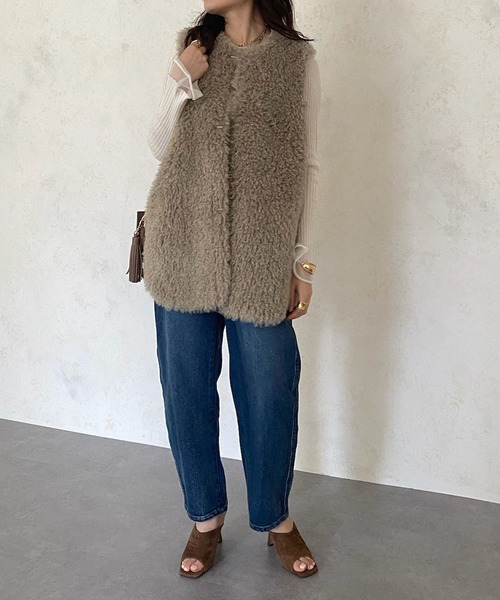 DouDou（ドゥドゥ）の「【WEB限定】 袖シアーニット（ニット/セーター・レディース・ベージュ/オフホワイト/ブラック・FREE）」の6枚目の写真