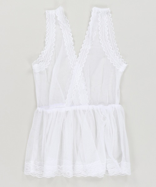 Lull（ルル）の「【Lull / ルル】チュールオーバータンクトップ（タンクトップ・レディース・ブラック/ホワイト・ONESIZE）」の3枚目の写真