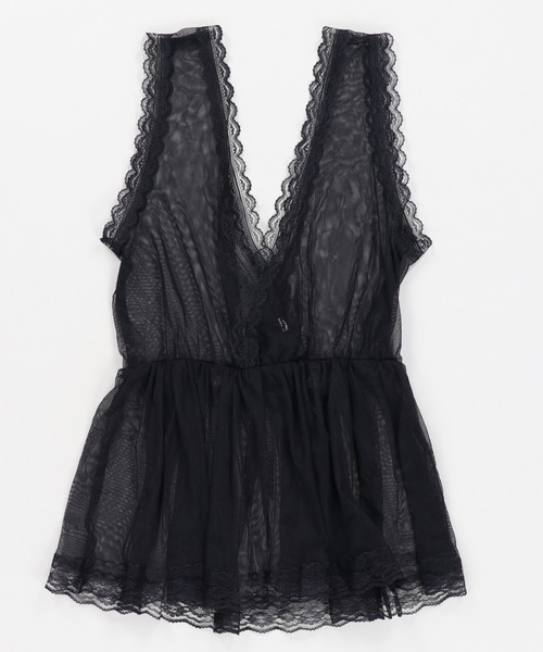 Lull（ルル）の「【Lull / ルル】チュールオーバータンクトップ（タンクトップ・レディース・ブラック/ホワイト・ONESIZE）」の5枚目の写真