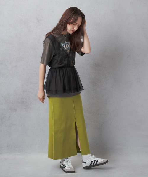 Lull（ルル）の「【Lull / ルル】チュールオーバータンクトップ（タンクトップ・レディース・ブラック/ホワイト・ONESIZE）」の13枚目の写真