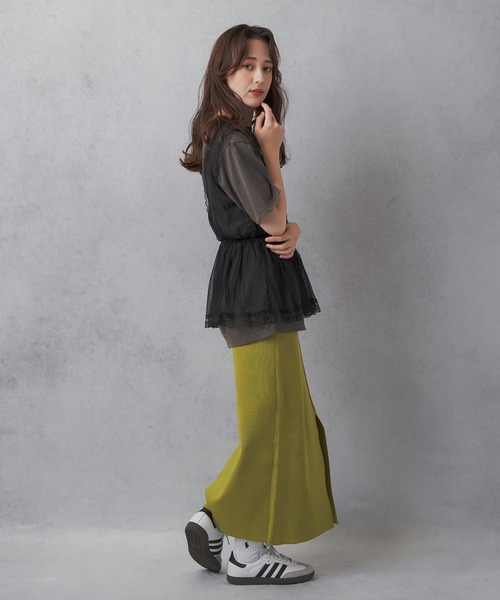 Lull（ルル）の「【Lull / ルル】チュールオーバータンクトップ（タンクトップ・レディース・ブラック/ホワイト・ONESIZE）」の14枚目の写真