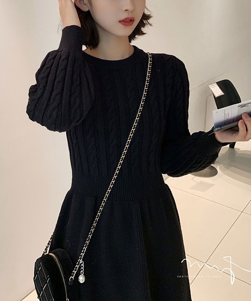 NinaetLina（ニナエリナ）の「ニットワンピース（ワンピース・レディース・モカ/ワインレッド/アイボリー/ブラック・FREE）」の5枚目の写真