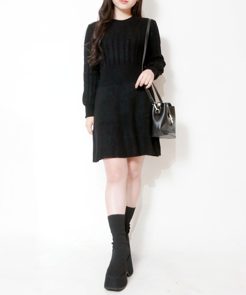 NinaetLina（ニナエリナ）の「ニットワンピース（ワンピース・レディース・モカ/ワインレッド/アイボリー/ブラック・FREE）」の12枚目の写真