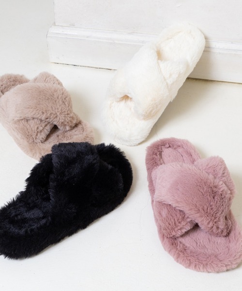 Noubel Voug Relax（ヌーベルヴォーグリラックス）の「もこもこ クロス スライダー サンダル（サンダル・レディース・ブラック/ベージュ/ホワイト/ピンク・36/37/38/39）」の22枚目の写真