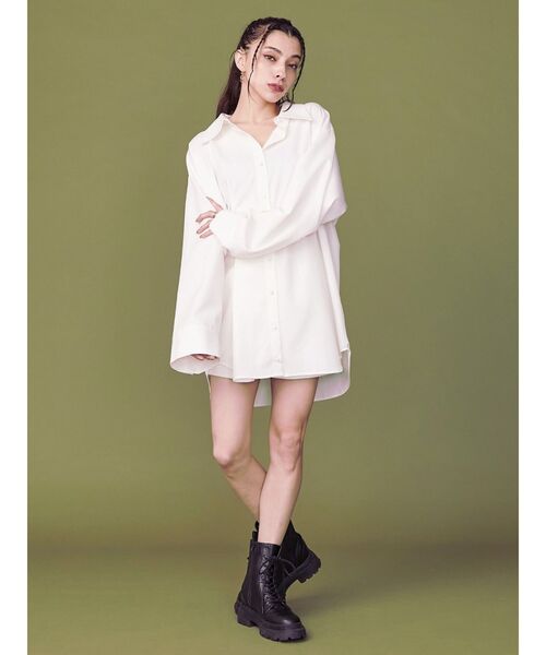 EVRIS（エヴリス）の「ワイドスリーブBIGシャツ（シャツ/ブラウス・レディース・カーキ/ベージュ/ホワイト・FREE）」の8枚目の写真