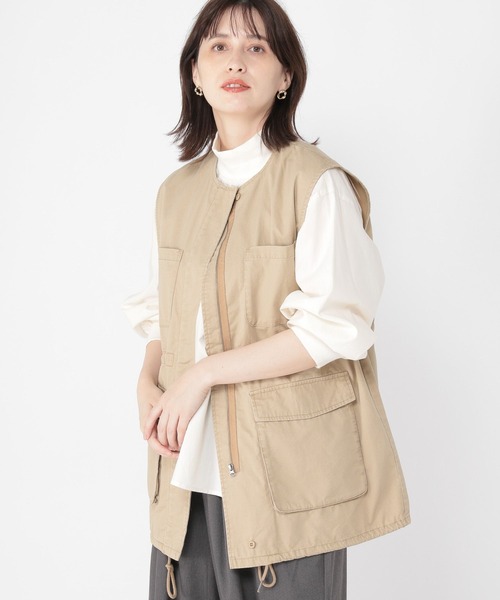 studio CLIP（スタディオクリップ）の「ノーカラーミリタリーベスト（ベスト・レディース・ネイビー/ベージュ/カーキ・FREE）」の2枚目の写真