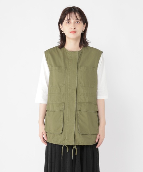 studio CLIP（スタディオクリップ）の「ノーカラーミリタリーベスト（ベスト・レディース・ネイビー/ベージュ/カーキ・FREE）」の10枚目の写真