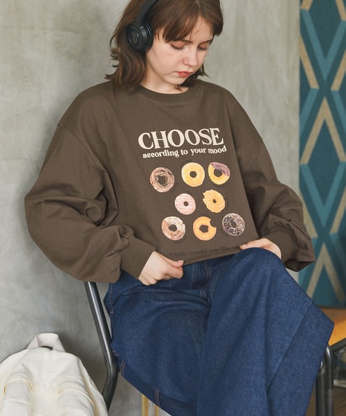 MONO-MART LADY'S(モノマートレディース)の「オーバーサイズプリントロンT ベイクドスイーツ/ブレックファースト(Tシャツ/カットソー・レディース・ホワイト系1/スミクロ/オートミール/ブラック系1/オフホワイト/ライトブラウン/ネイビー/ホワイト系2・FREE)」の6枚目の写真
