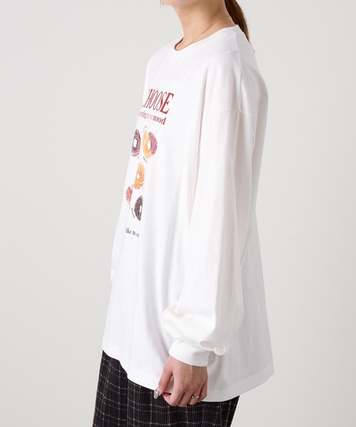 MONO-MART LADY'S(モノマートレディース)の「オーバーサイズプリントロンT ベイクドスイーツ/ブレックファースト(Tシャツ/カットソー・レディース・ホワイト系1/スミクロ/オートミール/ブラック系1/オフホワイト/ライトブラウン/ネイビー/ホワイト系2・FREE)」の20枚目の写真