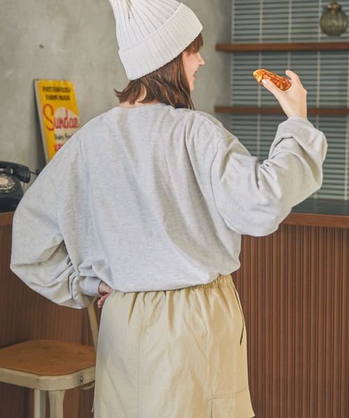 MONO-MART LADY'S(モノマートレディース)の「オーバーサイズプリントロンT ベイクドスイーツ/ブレックファースト(Tシャツ/カットソー・レディース・ホワイト系1/スミクロ/オートミール/ブラック系1/オフホワイト/ライトブラウン/ネイビー/ホワイト系2・FREE)」の11枚目の写真
