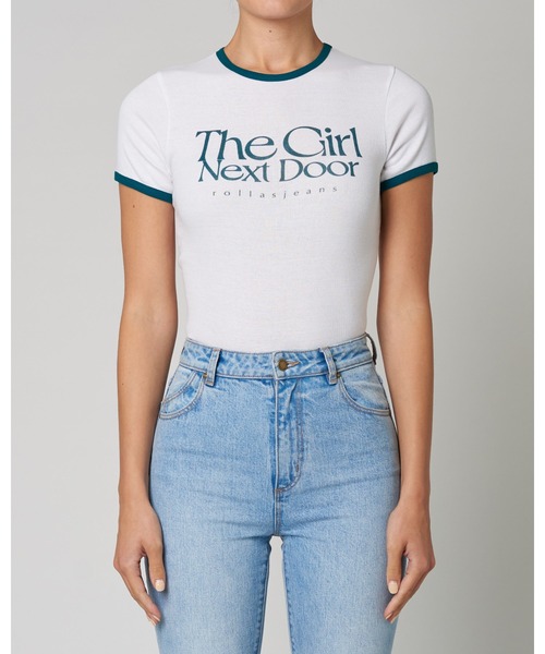 ROLLA'S（ローラス）の「GIRL NEXT DOOR BABY RIB TEE（Tシャツ/カットソー・レディース・ホワイト×グリーン・8/S/10/M）」の3枚目の写真