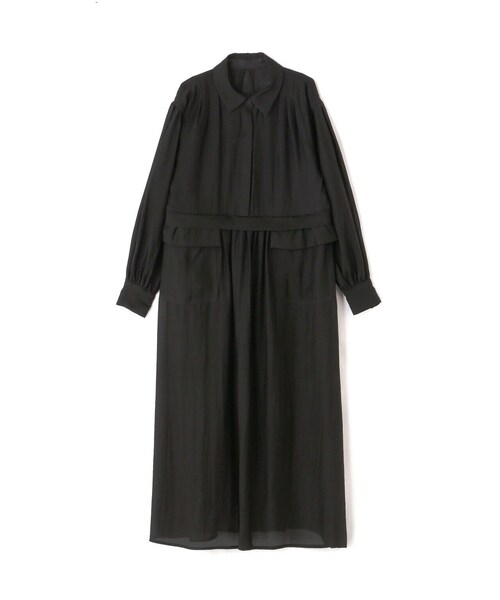 N.(N. Natural Beauty Basic)(エヌエヌナチュラルビューティーベーシック)の「◆ギャザーフラップシャツワンピース(シャツワンピース・レディース・ブラック/オフホワイト・MEDIUM)」の8枚目の写真