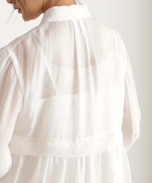 N.(N. Natural Beauty Basic)(エヌエヌナチュラルビューティーベーシック)の「◆ギャザーフラップシャツワンピース(シャツワンピース・レディース・ブラック/オフホワイト・MEDIUM)」の7枚目の写真