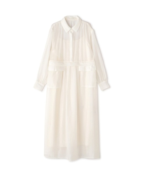 N.(N. Natural Beauty Basic)(エヌエヌナチュラルビューティーベーシック)の「◆ギャザーフラップシャツワンピース(シャツワンピース・レディース・ブラック/オフホワイト・MEDIUM)」の3枚目の写真