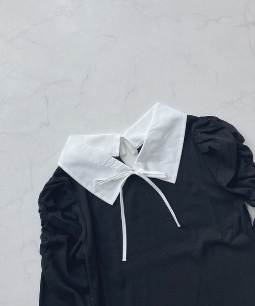 AS KNOW AS plus（アズノゥアズプラス）の「☆衿付きパワショルプルオーバー（Tシャツ/カットソー・レディース・アイボリー/ブラック/その他/サックスブルー・FREE）」の8枚目の写真