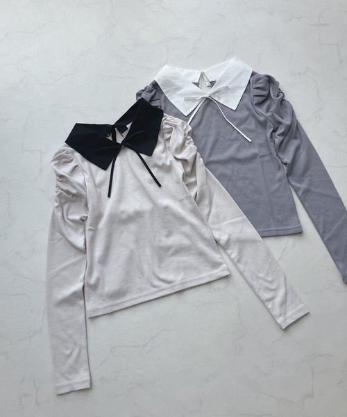 AS KNOW AS plus（アズノゥアズプラス）の「☆衿付きパワショルプルオーバー（Tシャツ/カットソー・レディース・アイボリー/ブラック/その他/サックスブルー・FREE）」の10枚目の写真