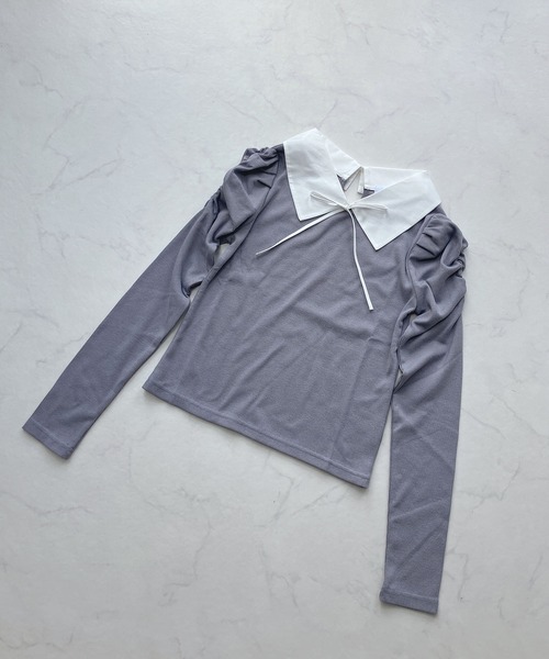 AS KNOW AS plus（アズノゥアズプラス）の「☆衿付きパワショルプルオーバー（Tシャツ/カットソー・レディース・アイボリー/ブラック/その他/サックスブルー・FREE）」の11枚目の写真