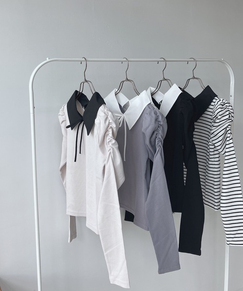 AS KNOW AS plus（アズノゥアズプラス）の「☆衿付きパワショルプルオーバー（Tシャツ/カットソー・レディース・アイボリー/ブラック/その他/サックスブルー・FREE）」の12枚目の写真