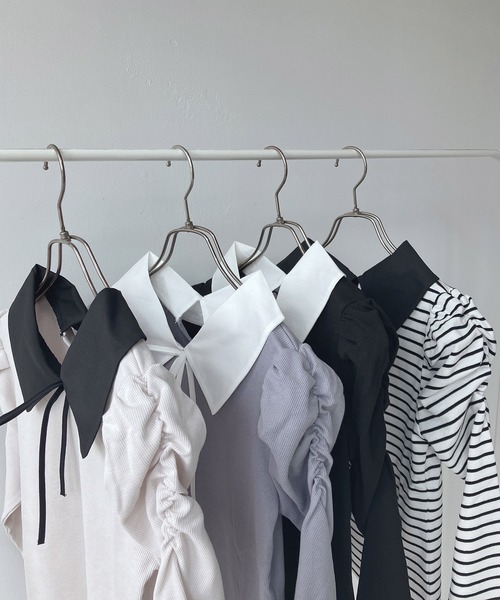 AS KNOW AS plus（アズノゥアズプラス）の「☆衿付きパワショルプルオーバー（Tシャツ/カットソー・レディース・アイボリー/ブラック/その他/サックスブルー・FREE）」の13枚目の写真