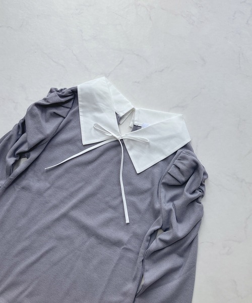 AS KNOW AS plus（アズノゥアズプラス）の「☆衿付きパワショルプルオーバー（Tシャツ/カットソー・レディース・アイボリー/ブラック/その他/サックスブルー・FREE）」の20枚目の写真