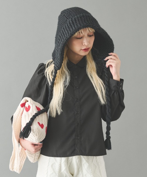 MERLOT（メルロー）の「丸襟ブラウス（シャツ/ブラウス・レディース・ホワイト/ホワイト×ブラック/ブラック・FREE）」の9枚目の写真