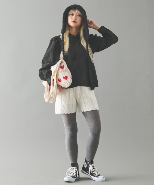 MERLOT（メルロー）の「丸襟ブラウス（シャツ/ブラウス・レディース・ホワイト/ホワイト×ブラック/ブラック・FREE）」の7枚目の写真