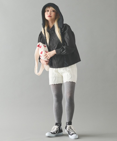 MERLOT（メルロー）の「丸襟ブラウス（シャツ/ブラウス・レディース・ホワイト/ホワイト×ブラック/ブラック・FREE）」の6枚目の写真