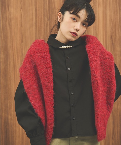 MERLOT（メルロー）の「丸襟ブラウス（シャツ/ブラウス・レディース・ホワイト/ホワイト×ブラック/ブラック・FREE）」の4枚目の写真