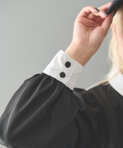 MERLOT（メルロー）の「丸襟ブラウス（シャツ/ブラウス・レディース・ホワイト/ホワイト×ブラック/ブラック・FREE）」の18枚目の写真