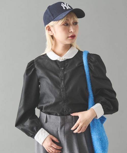 MERLOT（メルロー）の「丸襟ブラウス（シャツ/ブラウス・レディース・ホワイト/ホワイト×ブラック/ブラック・FREE）」の17枚目の写真