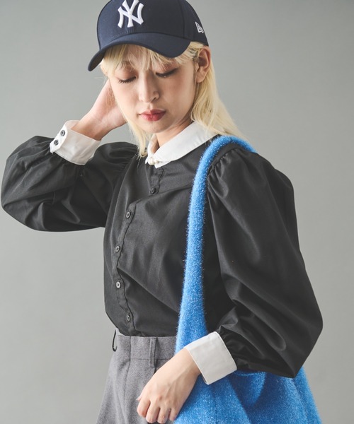 MERLOT（メルロー）の「丸襟ブラウス（シャツ/ブラウス・レディース・ホワイト/ホワイト×ブラック/ブラック・FREE）」の15枚目の写真