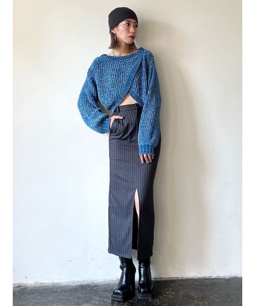 EMODA（エモダ）の「モールクロスニット（ニット/セーター・レディース・ブラック/グレー/アイボリー/ブルー・FREE）」の15枚目の写真