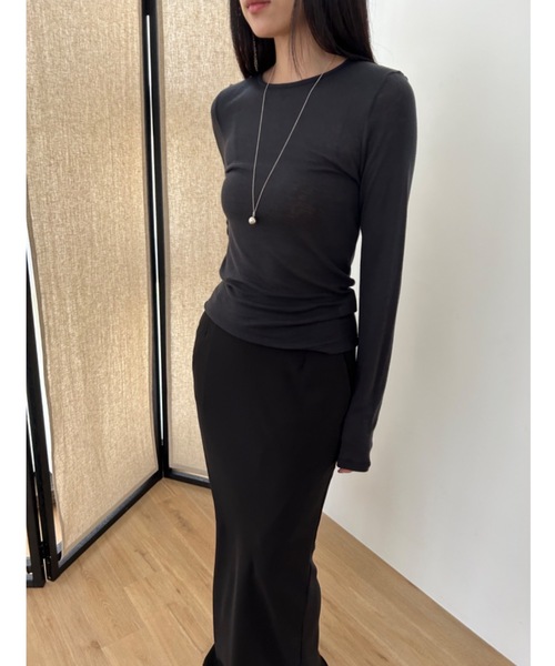 Didot.showroom(ディドット ショールーム)の「テンセル ウール スモーク シアーロンT(Tシャツ/カットソー・レディース・チャコールグレー/アイボリー/グレー・FREE)」の15枚目の写真