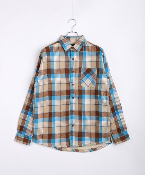 WESTSEA（ウエストシー）の「ビエラ風 裏ボア カジュアル チェックシャツ（シャツ/ブラウス・メンズ・オレンジ/ブラウン/ブルー/ブルー系その他/レッド/グリーン/ブルー系その他3/レッド系その他/ベージュ・L/M/LL）」の3枚目の写真