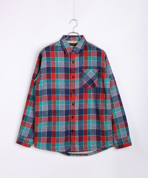 WESTSEA（ウエストシー）の「ビエラ風 裏ボア カジュアル チェックシャツ（シャツ/ブラウス・メンズ・オレンジ/ブラウン/ブルー/ブルー系その他/レッド/グリーン/ブルー系その他3/レッド系その他/ベージュ・L/M/LL）」の8枚目の写真