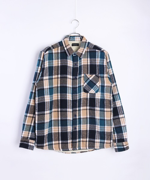 WESTSEA（ウエストシー）の「ビエラ風 裏ボア カジュアル チェックシャツ（シャツ/ブラウス・メンズ・オレンジ/ブラウン/ブルー/ブルー系その他/レッド/グリーン/ブルー系その他3/レッド系その他/ベージュ・L/M/LL）」の4枚目の写真